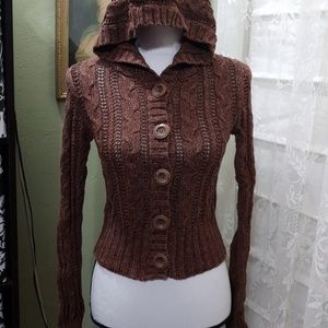 Aeropostale crop cable knit hoodie